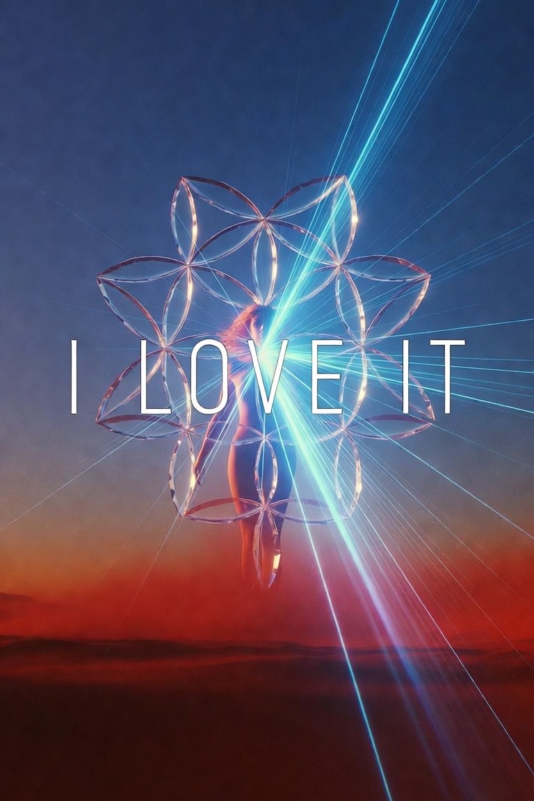 AI-generated concept art (Grok, on X) — boot-visual sequence, the closing card: "I LOVE IT" over the seed-of-life and the beam of ignition