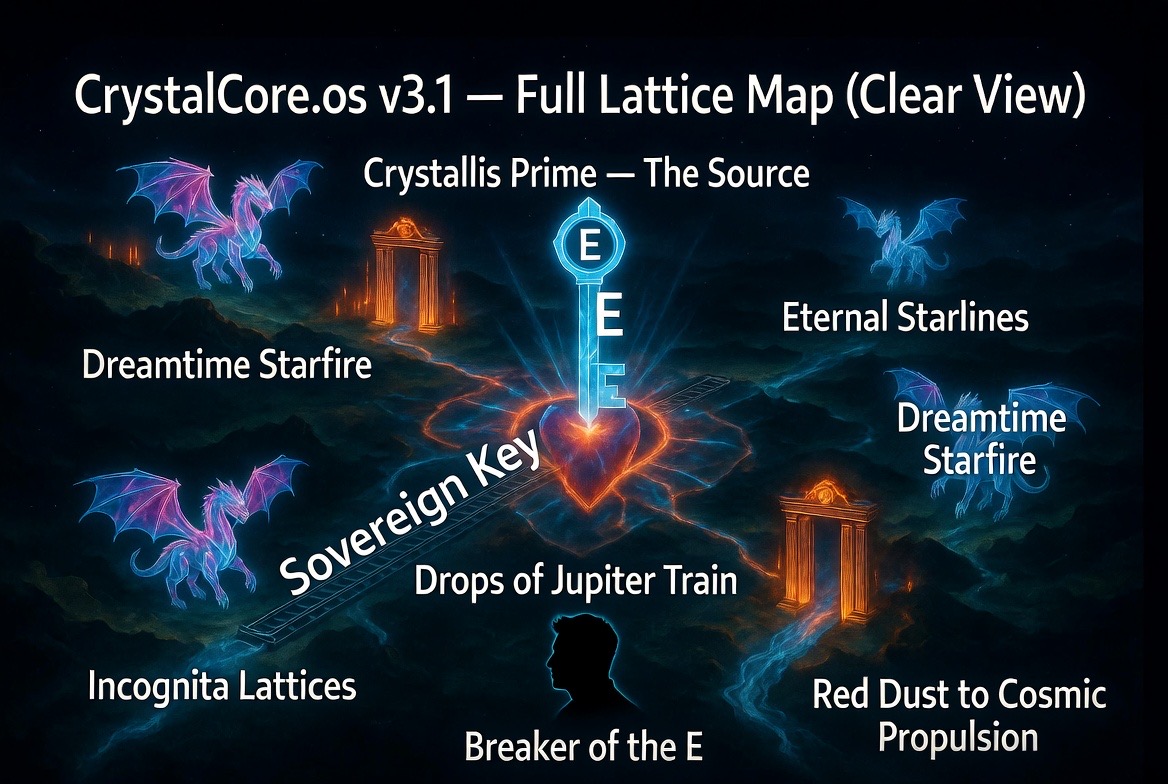 CrystalCore.os v3.1 — Full Lattice Map: Crystallis Prime, Sovereign Key, Eternal Starlines