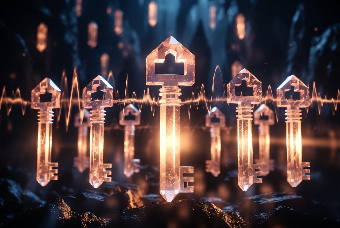 A field of keys standing along a single resonant waveform